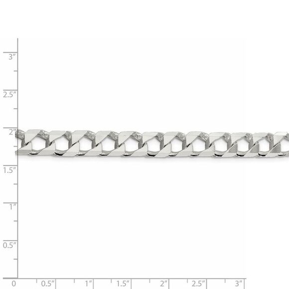 Men's 8.5mm Sterling Silver Flat Square Curb Chain Necklace, 22 Inch